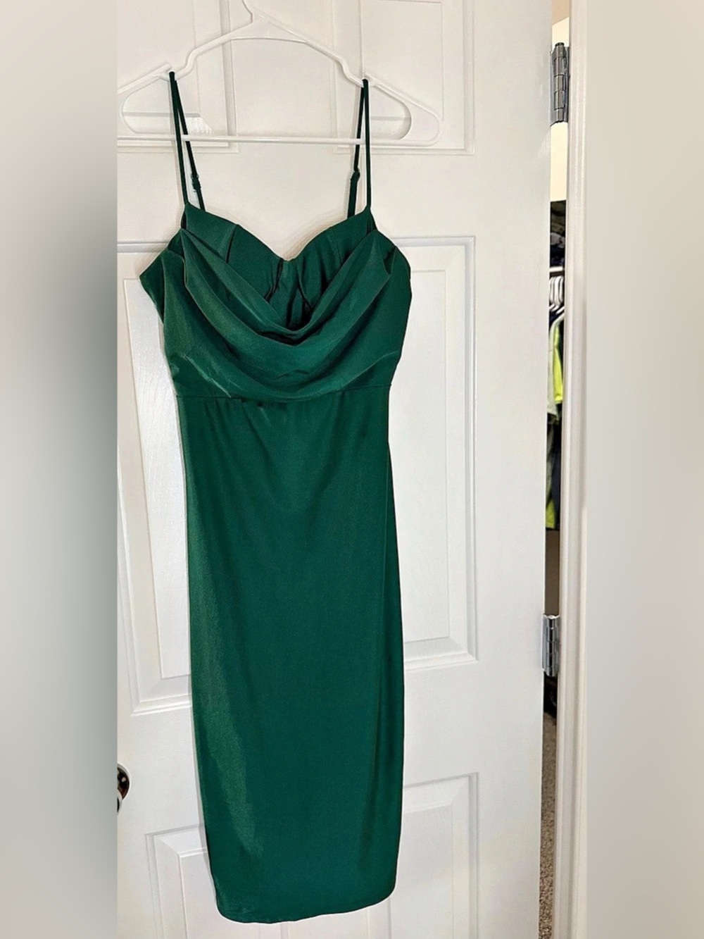 Formal Cocktail Wedding Guest Midi Dress Emerald Green